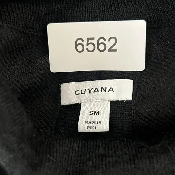 Cuyana Women's Size S M 100% Baby Alpaca Lagenlook Oversized Turtleneck Black